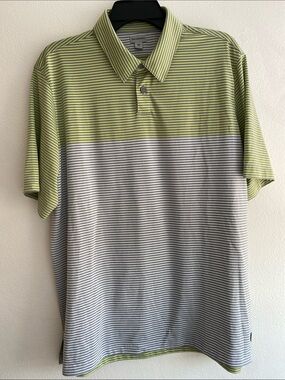 Ashworth Two-Tone Green and Gray Striped Polo